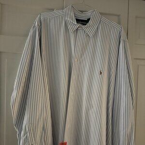 Blue/white striped Ralph Lauren oxford button down - Mens 2XLT